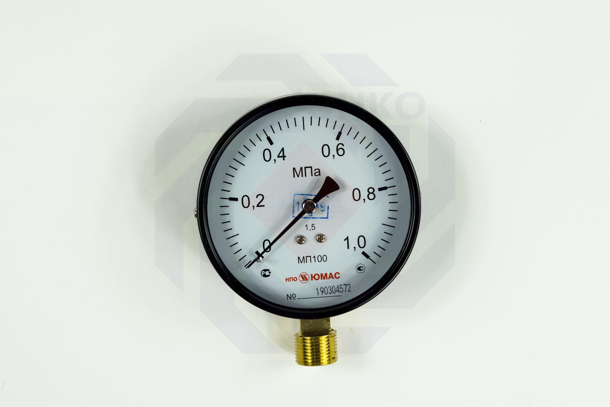 Манометр радиальный ЮМАС МП100М 0-0,6 МПа 100 мм M20⨯1,5