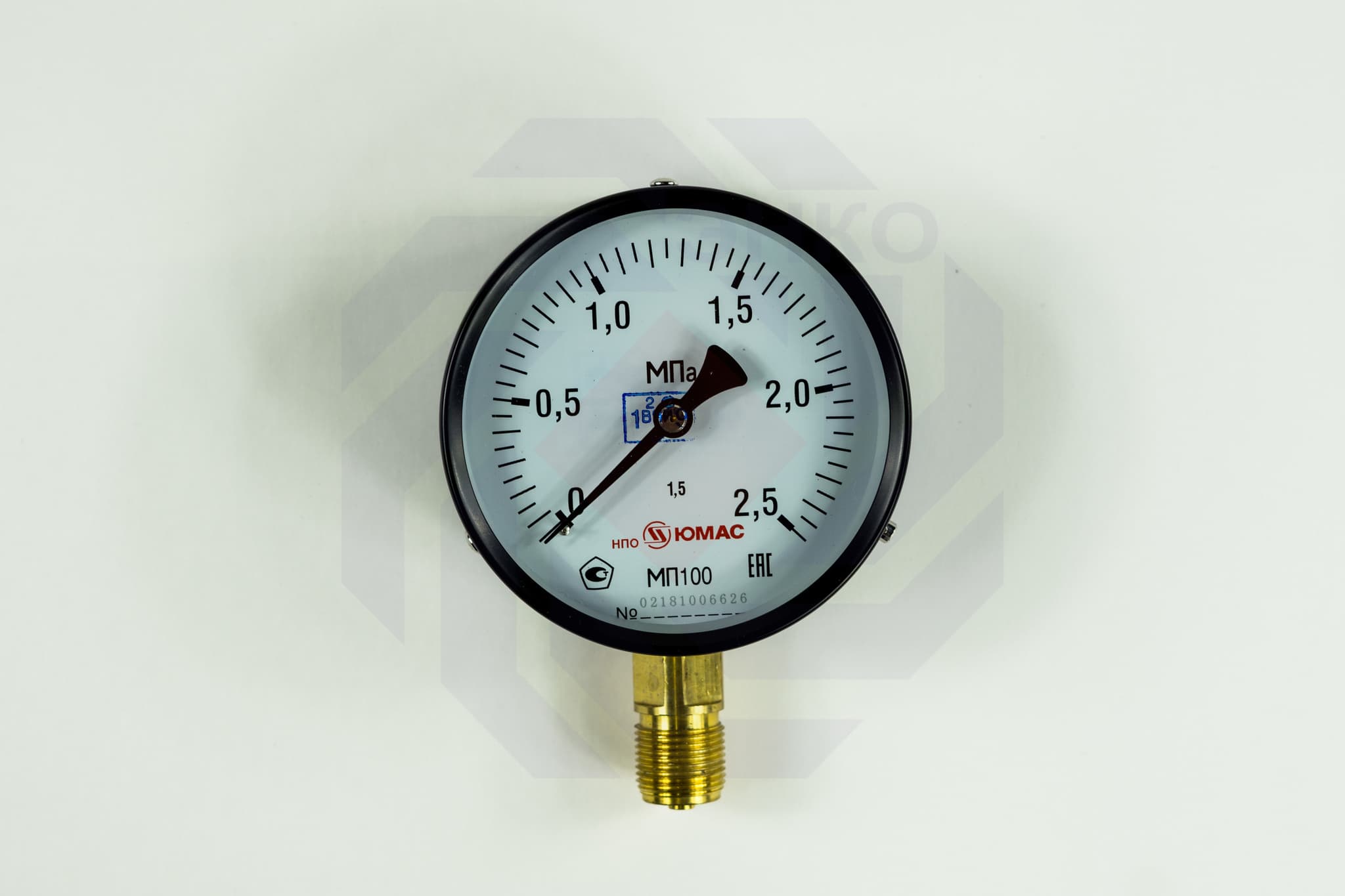 Манометр радиальный ЮМАС МП100М 0-2,5 МПа 100 мм M20⨯1,5