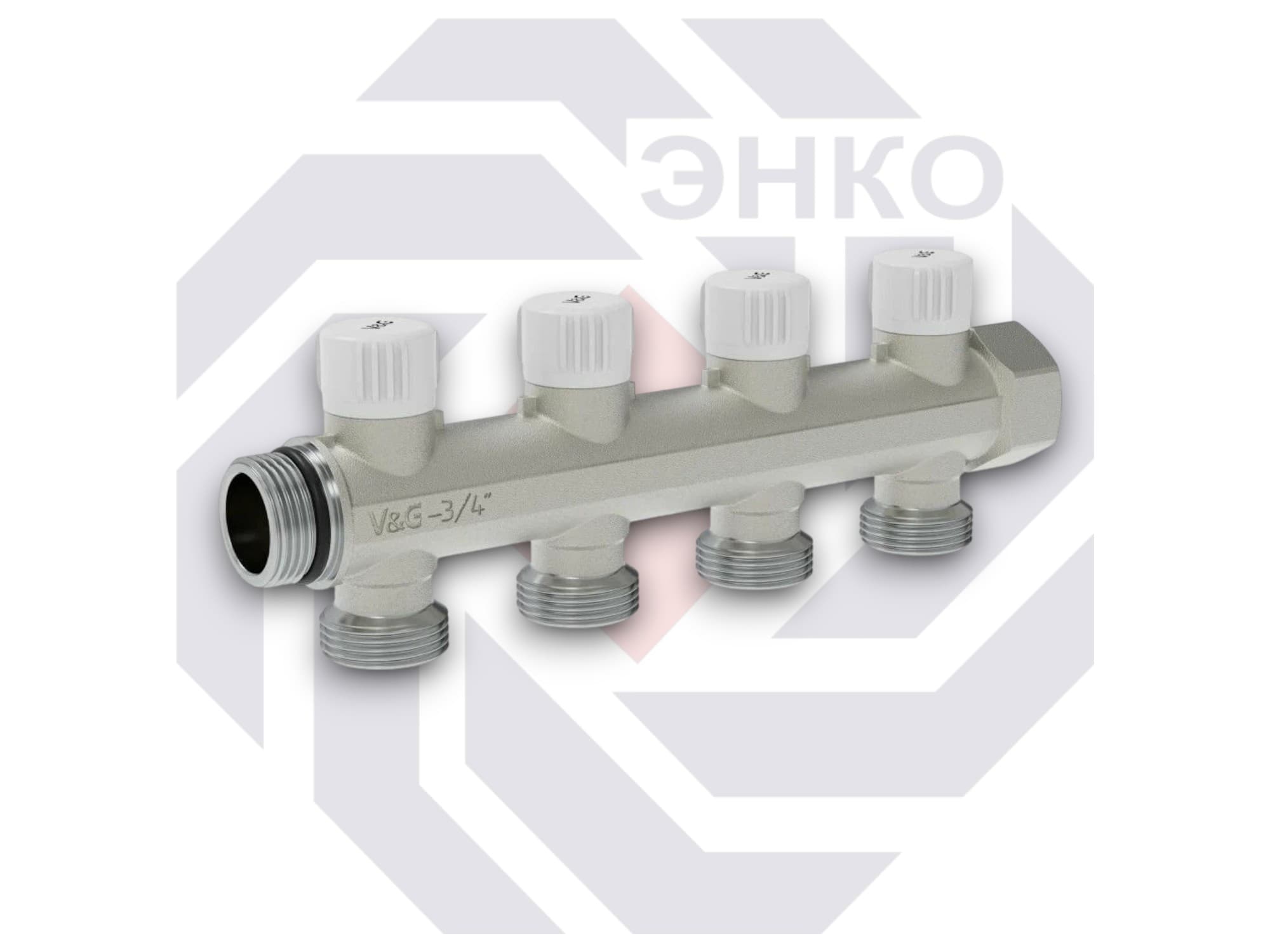 Коллектор сантехнический с отсечными клапанами и отводами Valogin 4 отвода