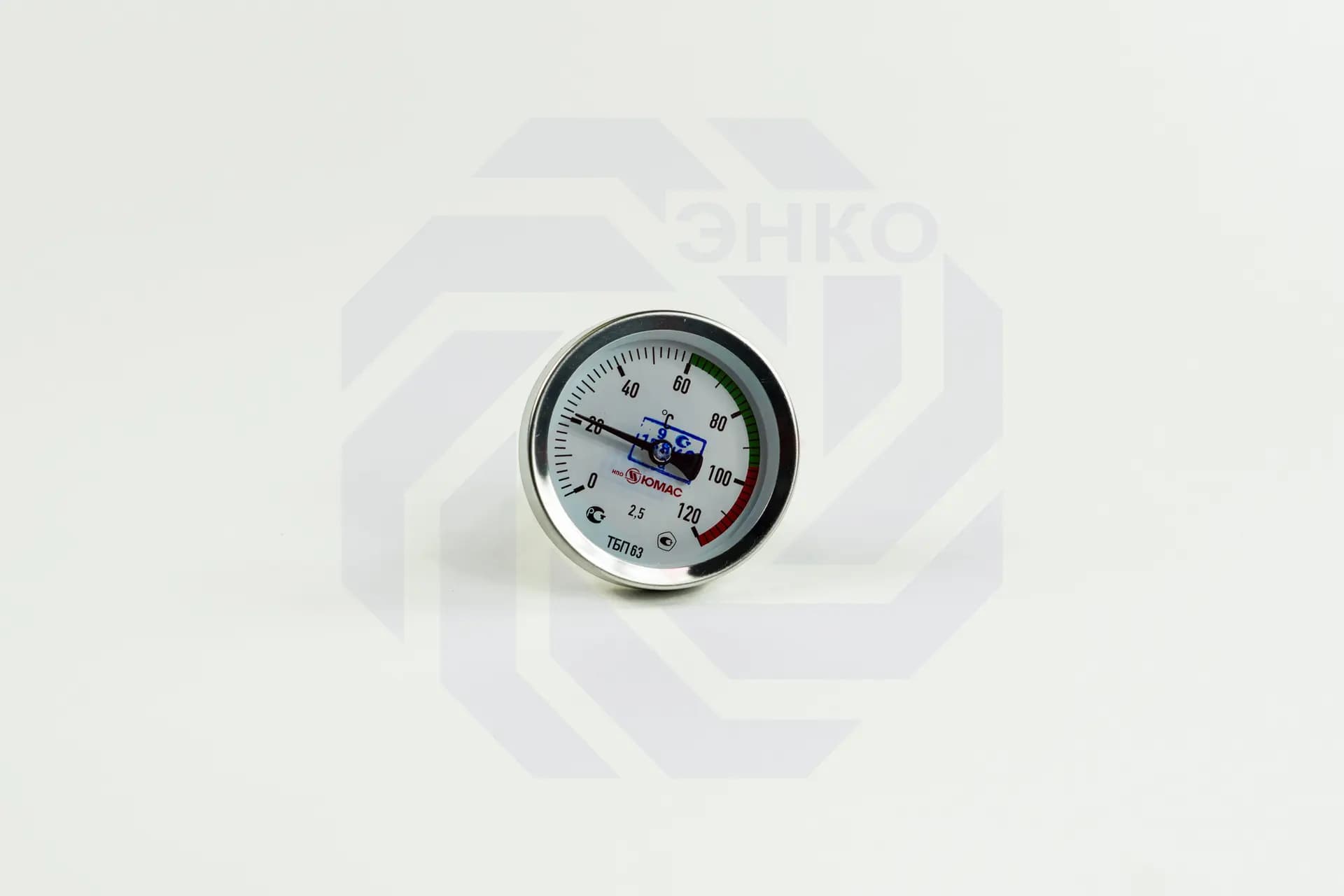 Термометр биметаллический аксиальный ЮМАС ТБП63/60/Т 0-160 °С 63 мм ½"