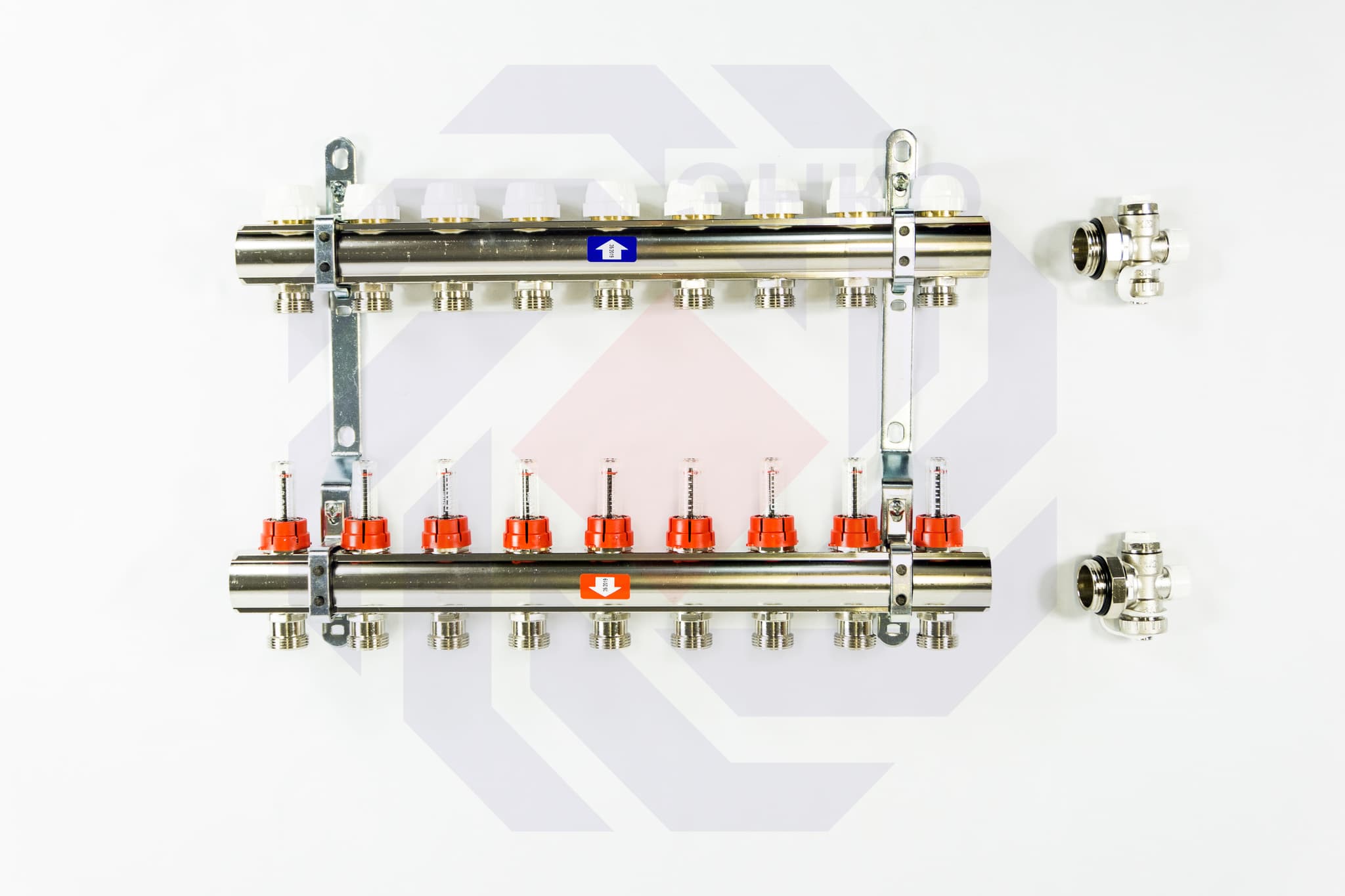 Комплект коллекторов с расходомерами ITAP 916C 9 контуров