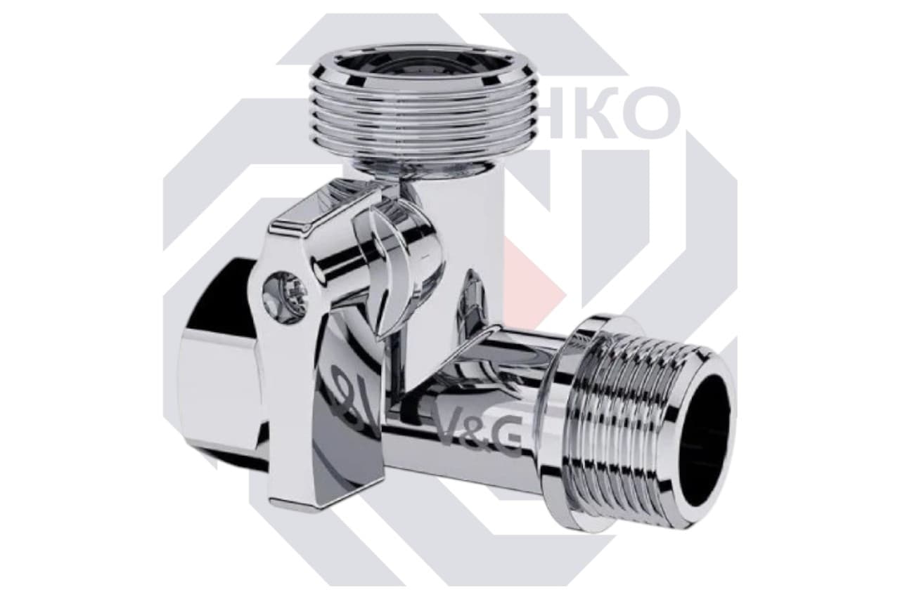 Кран шаровой Т-образный для подключения сантехнических приборов V&G VALOGIN 1/2" х 3/4" х 1/2"