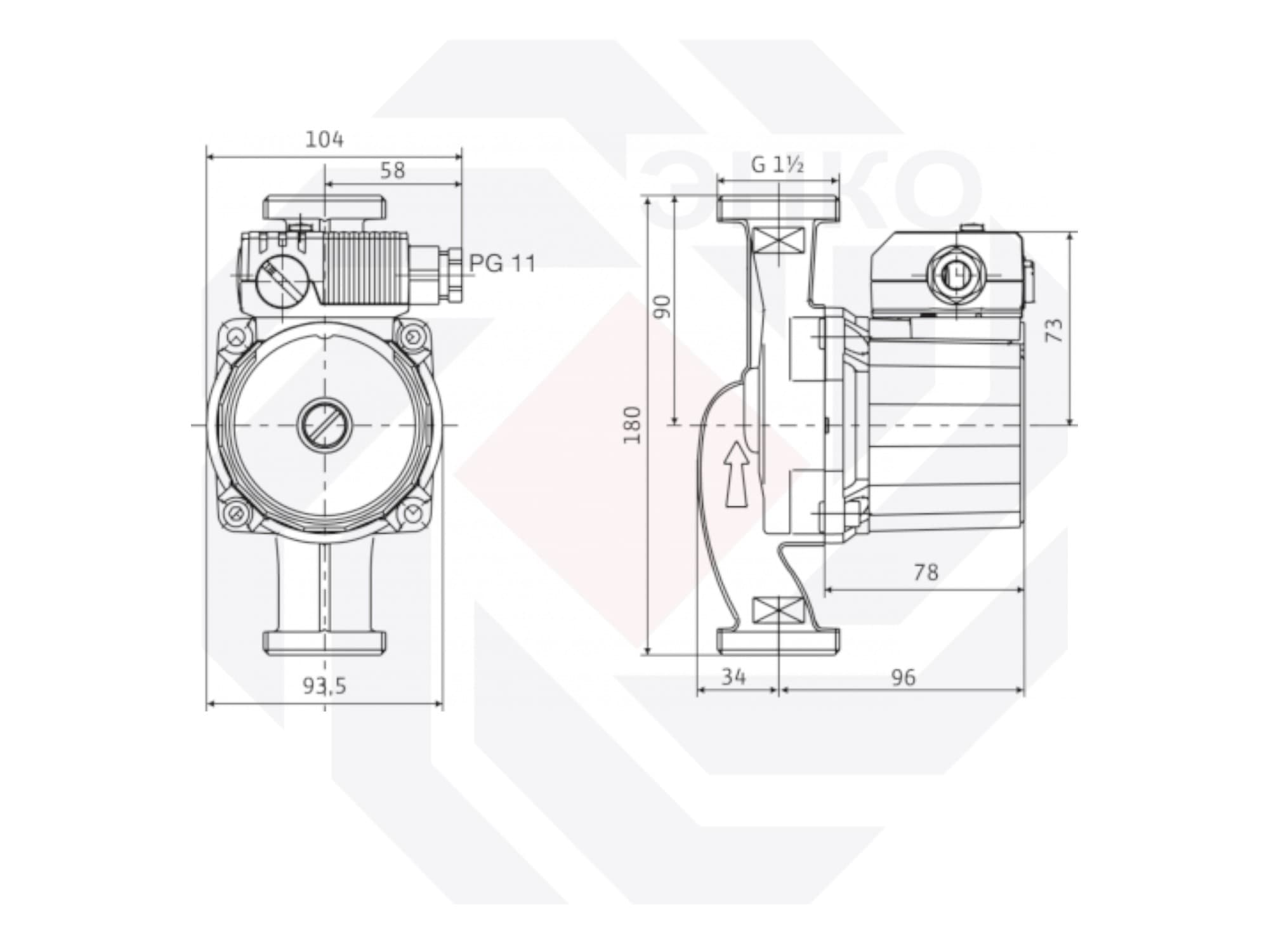 Насос циркуляционный WILO STAR-RS 25/4-RUS с фитингами