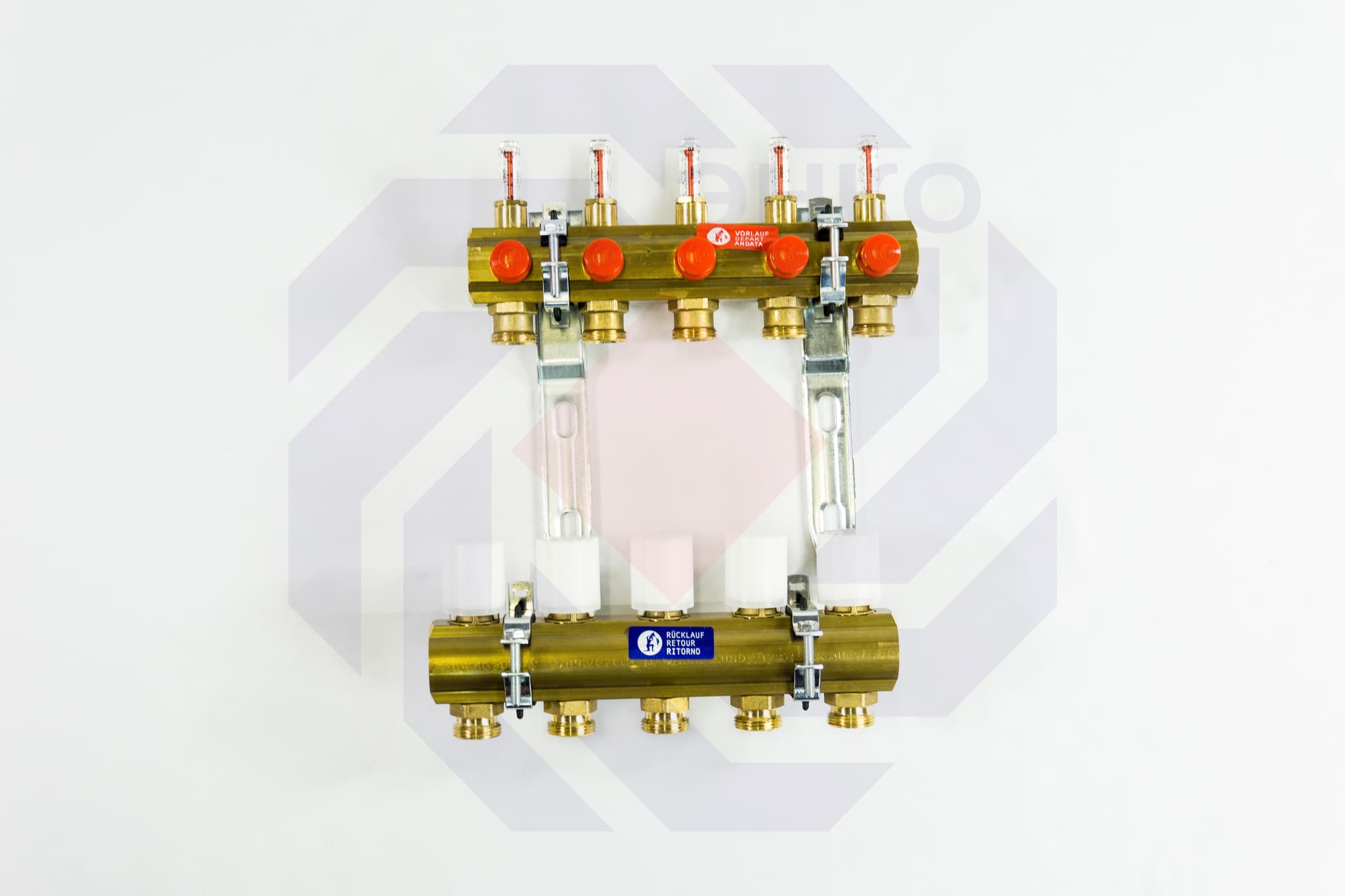Комплект коллекторов с расходомерами GIACOMINI R553F 5 контуров