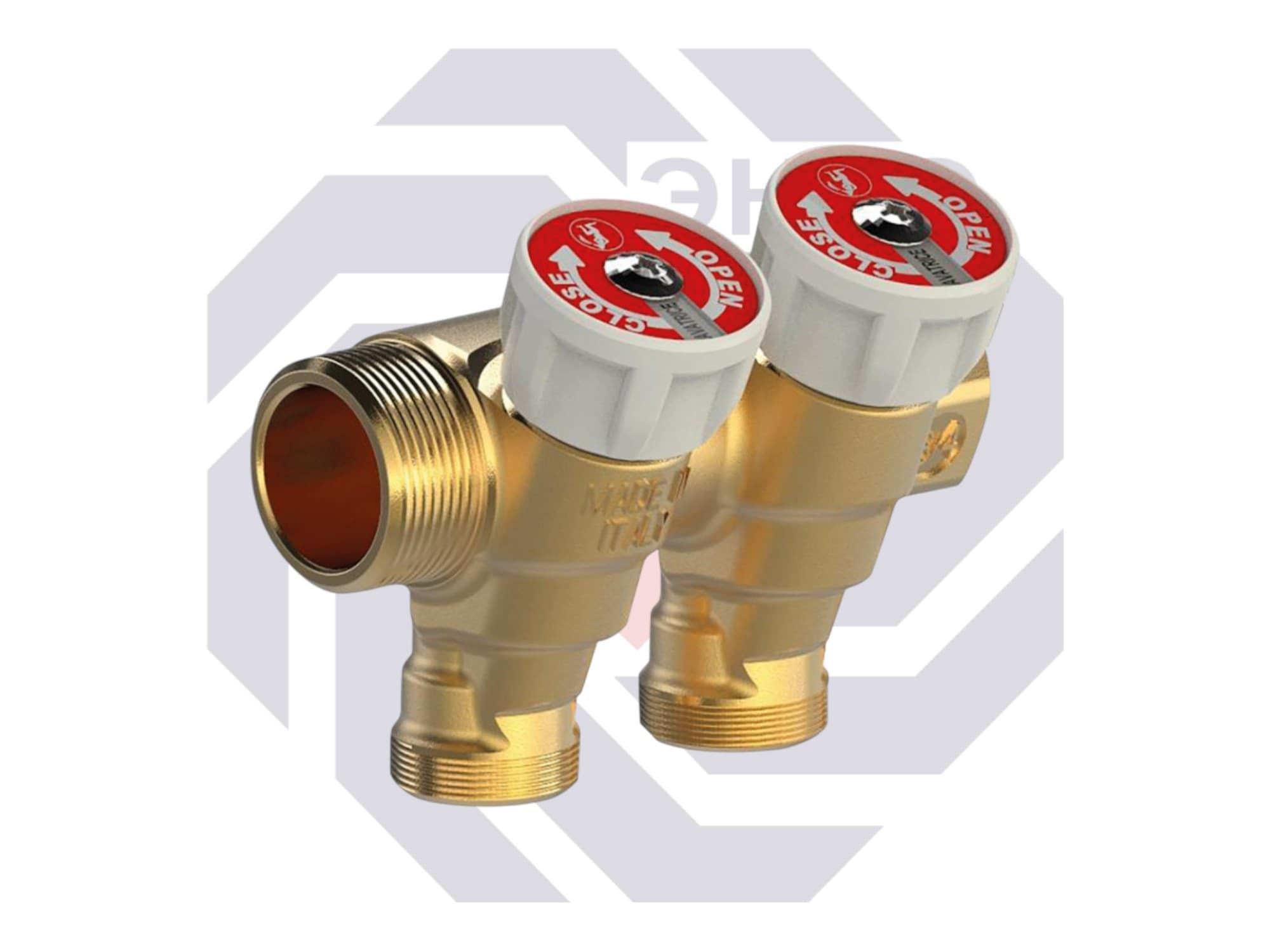 Коллектор сантехнический с отсечными клапанами GIACOMINI R585С 2 отвода