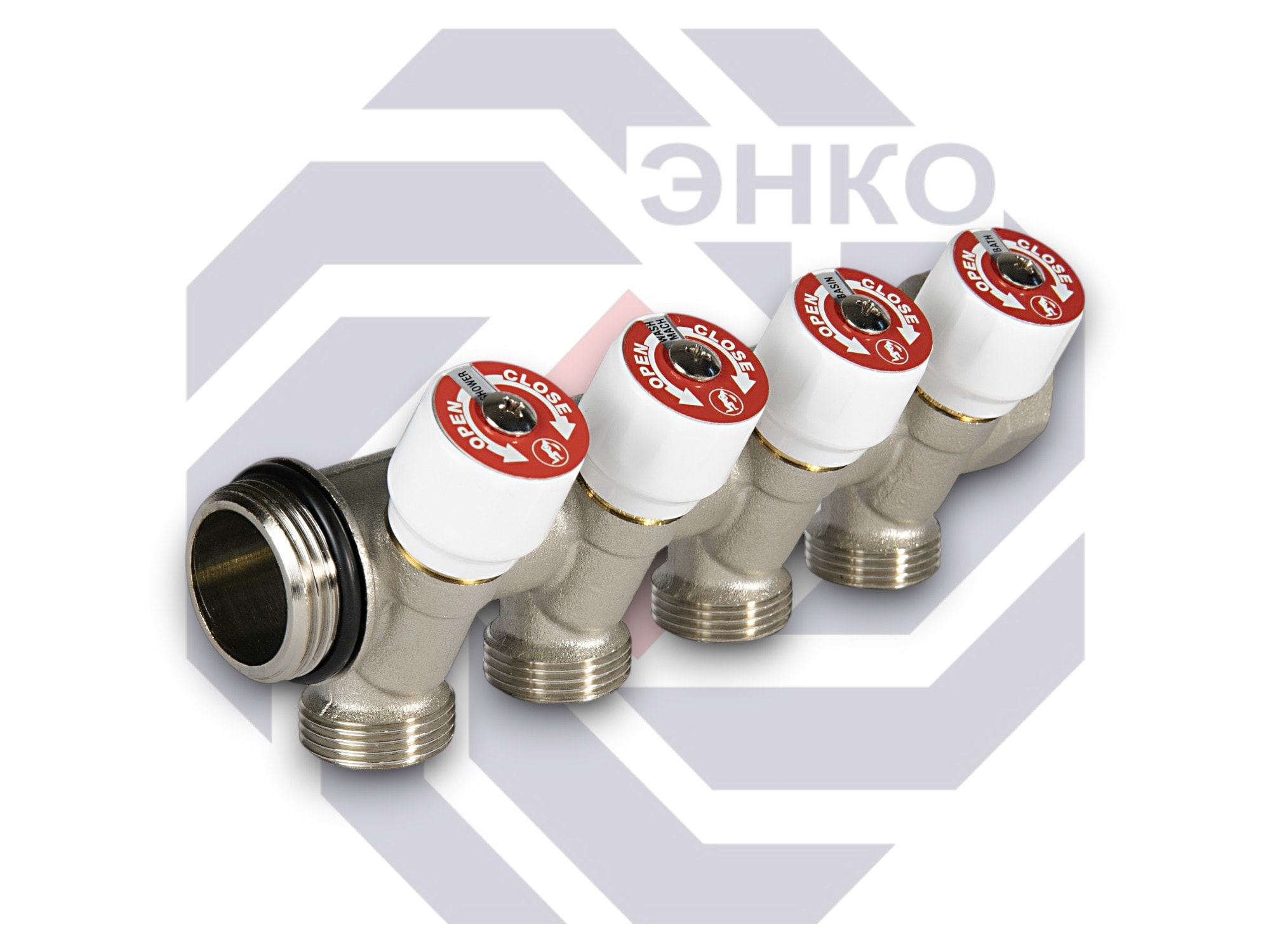 Коллектор сантехнический с вентилями 1" x 3/4"E /4  