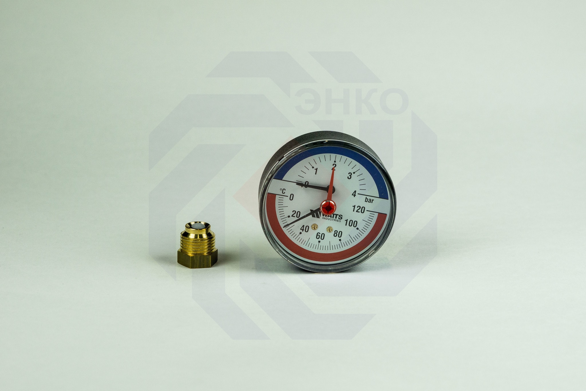 Термоманометр аксиальный WATTS TMAX (F+R818) 0-120 °С 0-4 бар 80 мм ½"