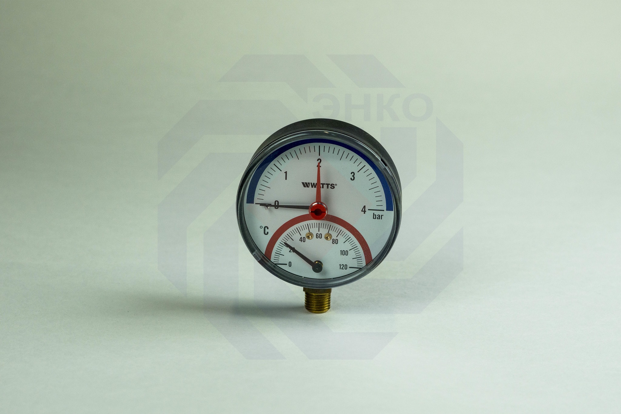 Термоманометр радиальный WATTS TMRA (F+R828) 0-120 °С 0-4 бар 80 мм ½"